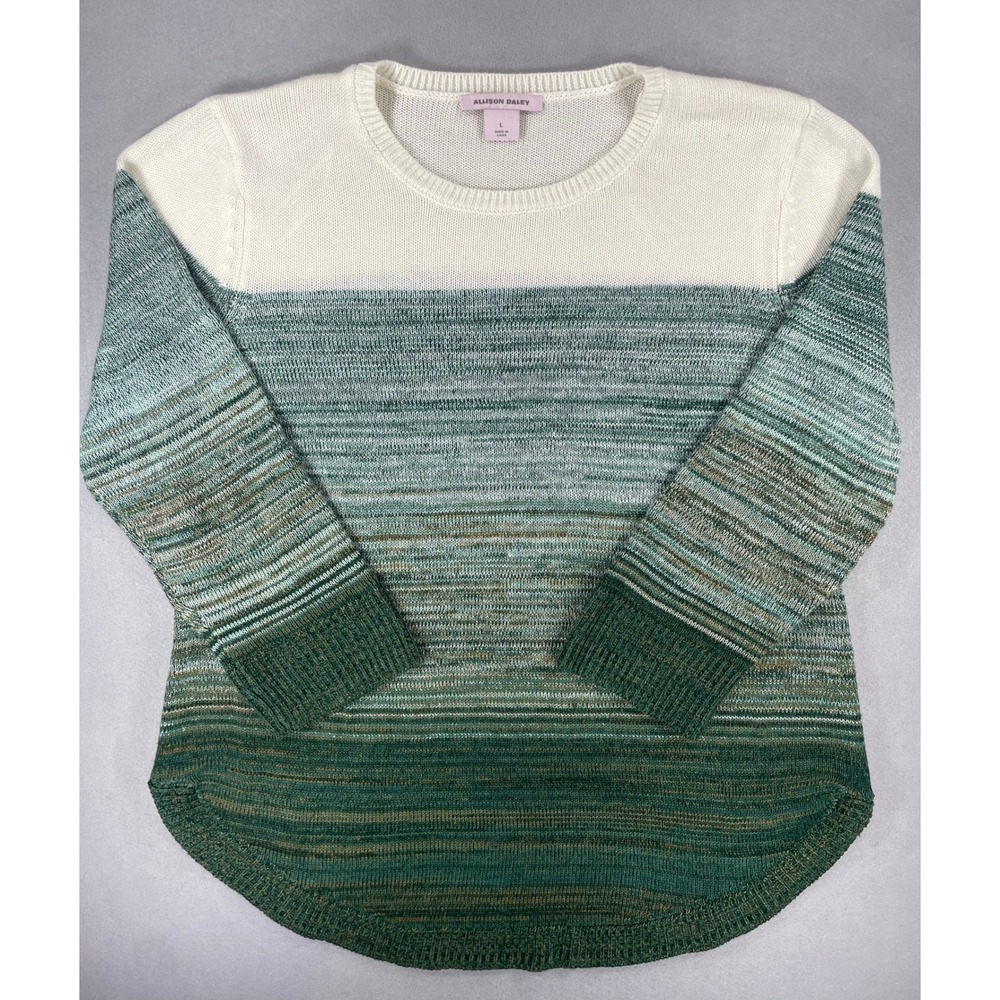 Allison Daley Womens Sweater Ombre Green Acrylic L